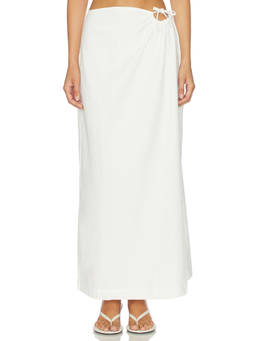 4th & Reckless - Brody Linen Blend Women's Tie-Up Wrap Maxi Skirt White