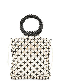 8 Other Reasons - Beaded Top Handle Tote Bag Ivory & Black