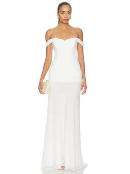 Arcina Ori - Perla Women's Off-Shoulder Ruched Maxi Dress Ivory