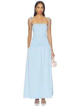 ALL THE WAYS - Orelia Women's Ruched Tie-Strap Maxi Dress Blue