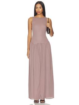 ALL THE WAYS - Karoline Women's Sleeveless V-Back Maxi Dress Mocha