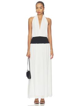 ALL THE WAYS - Lauren Women's Halter Neck Sleeveless Maxi Dress Ivory