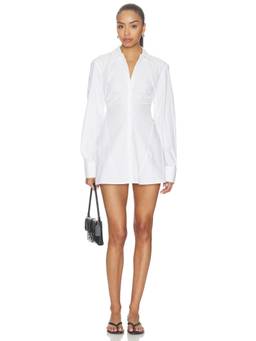 ALL THE WAYS - Lane Women's Ruched Button-Down Shirt Mini Dress White
