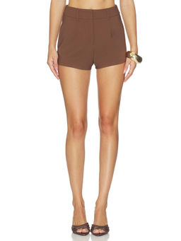 ALL THE WAYS - Harlem Women's Stretch Crepe Tailored Shorts Brown
