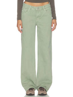 ALL THE WAYS - Women's Mid-Waist Wide Leg Jeans Green