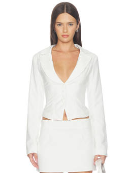 ALL THE WAYS - Eliana Women's Tailored Lace-Up Back Cropped Blazer Ivory