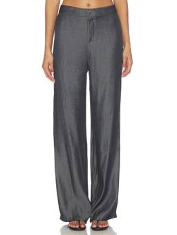 ALL THE WAYS - Temperance Women's Wide-Leg Suiting Palazzo Pants Navy Blue