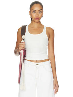 ALL THE WAYS - Josephine Women's Ribbed Jersey Sleeveless Tank Top White