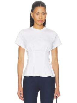 ALL THE WAYS - Kai Women's Cinched Waist Crew Neck T-Shirt White