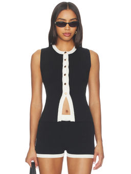 ALL THE WAYS - Jaya Women's Sleeveless Button Front Knit Crop Top Black