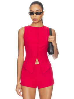ALL THE WAYS - Jess Women's Sleeveless Button Front Top Red