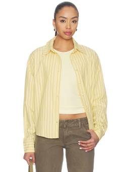 ALL THE WAYS - Julie Women's Striped Button-Down Shirt Yellow