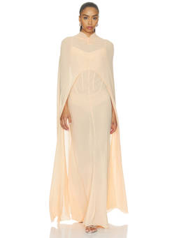 Anna October - Marigold Women's Sheer Chiffon Cape Top Peach