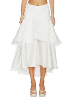 Anna October - Haniya Women's Smocked Tiered Maxi Skirt Ivory