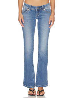 Abrand - 00 Kick Women's Heavy Fade Mid Waist Flared Jeans Blue