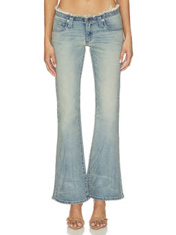 Abrand - 00 Kick Women's Distressed Flared Jeans Blue