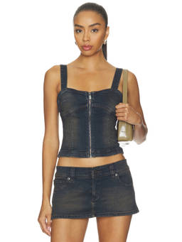 Abrand - Denim Women's Zip Front Bustier Blue