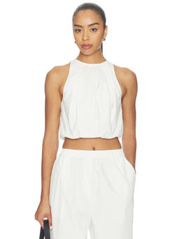 AEXAE - Cotton Women's Sleeveless Halter Neck Crop Top White