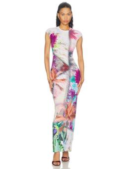 AFRM - Mylo Women's Tropical Print Cap Sleeve Bodycon Maxi Dress Multi-Color