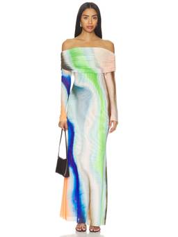 AFRM - Essie Women's Off-Shoulder Ruched Maxi Dress Multi-Color