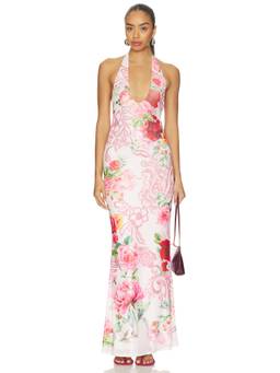 AFRM - Paisleigh Women's Floral Halter Neck Maxi Dress Pink