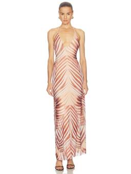AFRM - Romy Women's Printed Mesh Strappy Maxi Dress Pink
