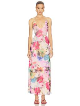 AFRM - Romy Women's Floral Print Sleeveless Mesh Maxi Dress Multi-Color