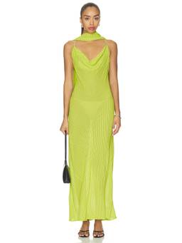 AFRM - Cheryl Women's Polka Dot Cowl Neck Maxi Dress Green