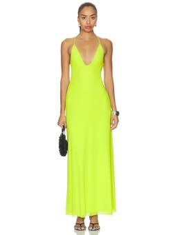 AFRM - Romy Women's Plunging Neck Adjustable Strap Maxi Dress Green