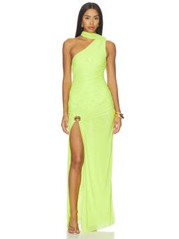 AFRM - Swezey Women's Halter Neck Ruched Maxi Dress Wild Lime