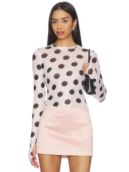 AFRM - Kaylee Women's Sheer Polka Dot Mesh Top Pink
