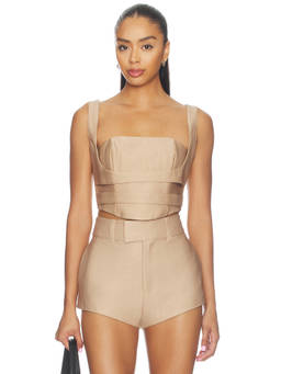 AFRM - Kendra Women's Boned Bodice Satin Corset Top White