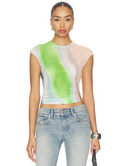 AFRM - Nina Women's Sheer Abstract Print Mesh Top Multi-Color