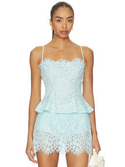 AFRM - Ari Women's Lace Peplum Top Blue