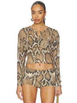 AFRM - Selma Women's Snake Print Crop Top Natural