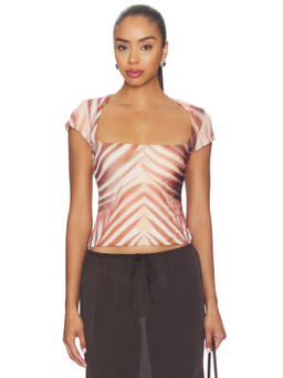 AFRM - Winona Women's Printed Square Neck Crop Top Pink