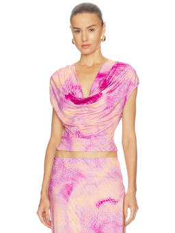 AFRM - Dexter Women's Snake Print Cowl Neck Crop Top Lavender