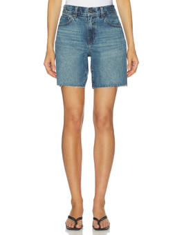 AG Jeans - Ex-Boyfriend Women's High-Waist Raw Hem Denim Shorts Blue