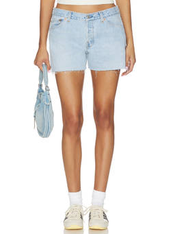 aligrace - 90s Women's Low Waist Frayed Hem Denim Shorts Blue