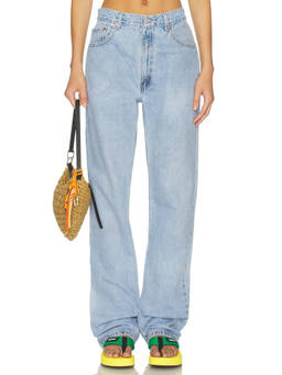 aligrace - Signature Women's Baggy Straight-Leg Jeans Blue