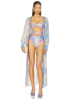 Agua Bendita - Isabelle Women's Tie-Up Open Front Swim Cover-Up Multi-Color