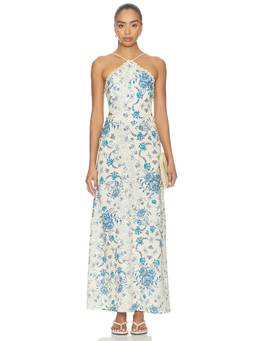 Agua Bendita - Indira Bleu Women's Floral Print Halter Neck Maxi Dress Multi-Color