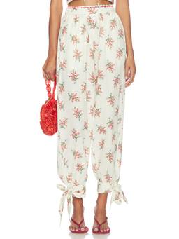 Agua Bendita - Cherish Women's High-Waist Tie-Hem Trousers Multi-Color