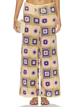 Agua Bendita - Roots Alina Women's Drawstring Wide-Leg Palazzo Pants Multi-Color