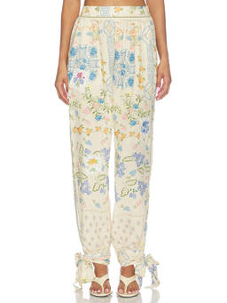 Agua Bendita - Zaida Bleu Women's Printed Pull-On Wide Trousers Multi-Color