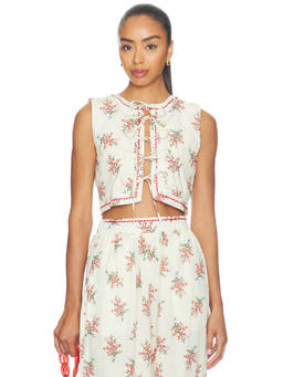 Agua Bendita - Madison Cherish Women's Floral Tie-Up Crop Top Multi-Color