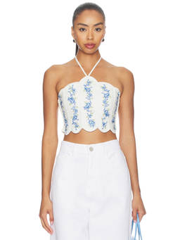 Agua Bendita - Serenity Ivy Women's Halter Neck Sleeveless Crop Top Multi-Color