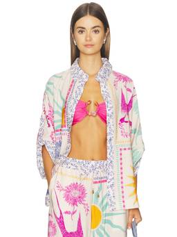 Agua Bendita - Chrissy Alina Women's Printed Collar Neck Button-Down Shirt Multi-Color