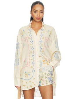 Agua Bendita - Anastasia Bleu Women's Embroidered Button-Down Shirt Multi-Color