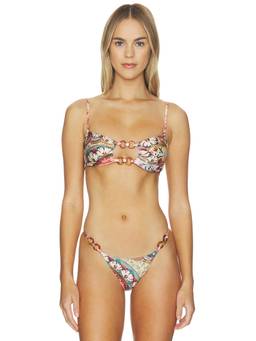 Agua Bendita - Lace Plume Women's Padded Tie-Up Bikini Top Multi-Color